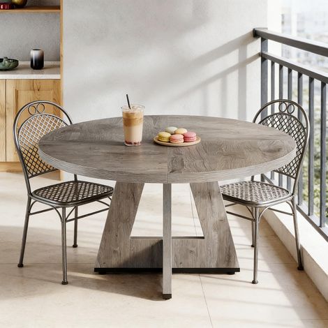 Table ronde en bois pour café, meuble de salle à manger uniquement (style ferme)