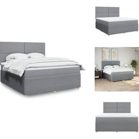 Sommier à lattes de lit avec matelas Gris clair 180x200cm Tissu - Sommier À Lattes De Lit - Sommiers À Lattes De Lit - Lit - Meuble De Chambre À Coucher (1/5)