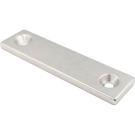 Neodym-Plattenmagnet mit Schraubenlöchern, 80 x 20 x 4 mm, rechteckig, Hunter