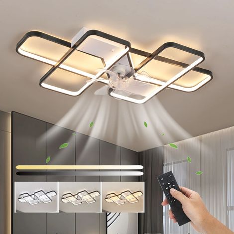 Fuleadture Ventilateur de plafond lumineux grand format pour chambre, avec télécommande et application de contrôle, intensité réglable, fonctionnement silencieux, convient pour le salon, la salle de s (1/5)