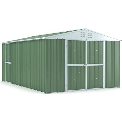 Casetta Box da Giardino in Lamiera di Acciaio Porta Utensili 327x459x217 cm Enaudi Verde (1/4)