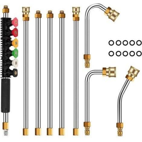 Tige d'extension de nettoyeur haute pression, 4000PSI nettoyeurs haute pression pointes de lance de remplacement télescopiques outils de nettoyage pour le lavage des fenêtres de toit (1/5)