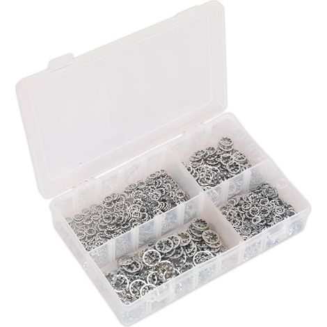 Ab057lw Lock Assortiment de rondelle 1000pc dentelé Interne métrique M5-m10 DIN 6798j – Multicolore