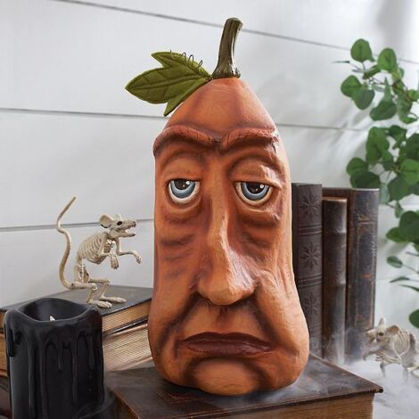 BUNTHAUS Décoration d'Halloween, citrouille en résine amusante avec expression réaliste, statue de citrouille 3D pour la décoration de la maison