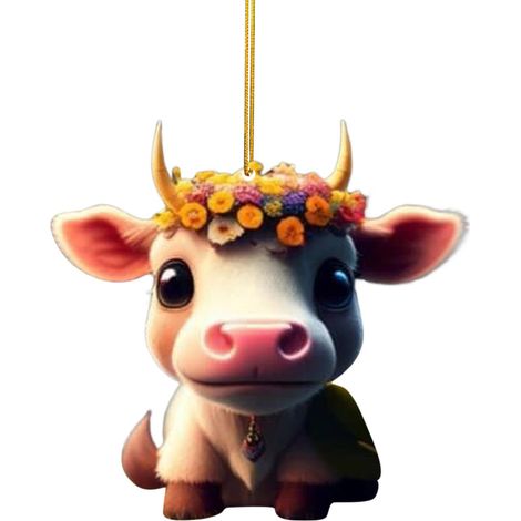Ornement créatif de Noël : Buffle des Highlands, sapin de Noël, décoration de plateau Yak, pendentif en acrylique. (1/2)