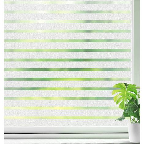 Film de protection de la vie privée pour fenêtres, film électrostatique pour fenêtres, film opaque pour fenêtres, film adhésif pour fenêtres, film à rayures dépolies - pour bureau, chambre, cuisine, m (1/5)