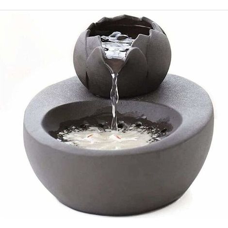 Fontaine à eau céramique 1,3L – Avec lotus vertical et filtre automatique – Pour chats et petits chiens – Design noir élégant (1/5)