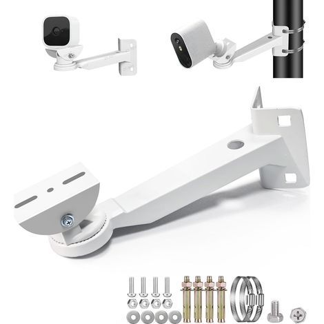 Support d'angle pour caméra de sécurité universel en métal robuste avec fixation réglable pour vidéosurveillance intérieur et extérieur - Blanc (1/5)