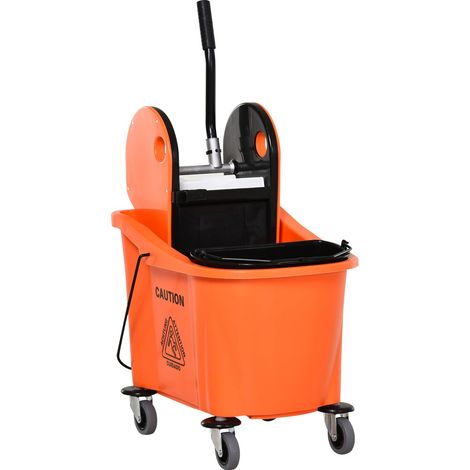 Carro de limpieza cubo movil con escurridor 36 litros negronaranja 54x41x915cm para limpieza profesional (1/5)