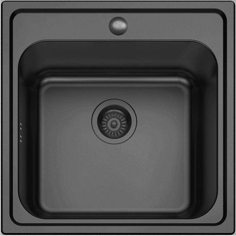 Fregadero de un seno en inox negro Ucrania, 20 cm(alto)50 cm(ancho)50 cm(largo) (1/2)