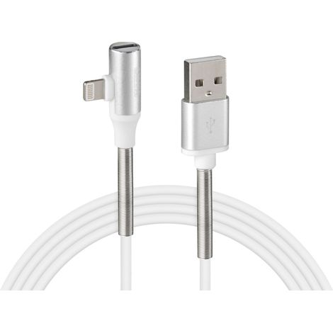 Cavo 90° Usb Apple 8 Pin + adattatore auricolari - 100 cm - Bianco (1/5)