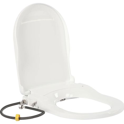 (Royaume-Uni) Abattant de toilettes bidet non électrique en forme de D, Swash Ecoseat allongé avec bidet intégré, blanc (1/5)