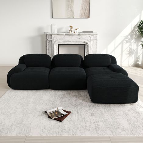 Sofa Ecksofa modular Cord Black ohne Montage OKMYHOME (1/5)