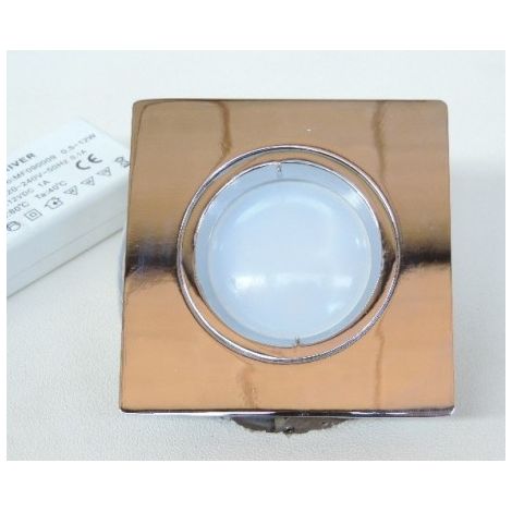 Spot encastré LED 6W fixe carré 95x95mm doré avec lampe 3000K GU5.3 12V et driver 230V 1A TOPLITE ARTEMIDE M041280LED (1/3)