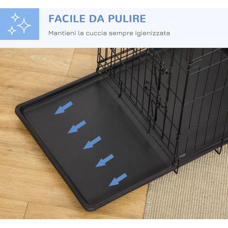 Cage pliable en acier pour animaux de compagnie avec poignée supérieure et double ouverture, 75 x 48,4 x 53 cm (1/5)