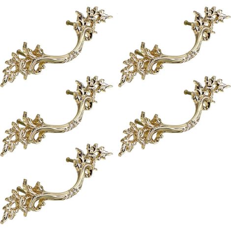 5pcs Vintage Door Handle Retro Cupboard Door Knob,Decorate Drawer, Dresser, Cupboard, Furniture etc. (Golden) (1/5)