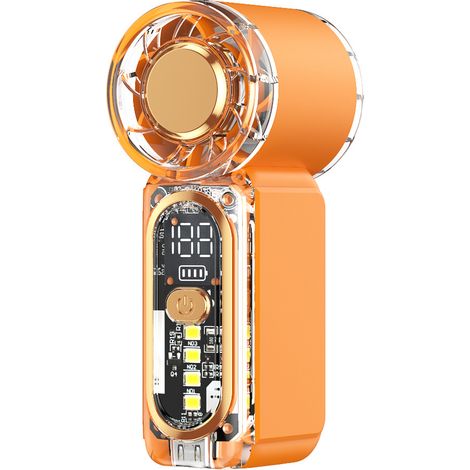 Ventilateur portable rechargeable - Mini ventilateur - Ventilateur à 100 vitesses numériques - Ventilateur portable - Ventilateur à piles - Orange - ABS (1/3)