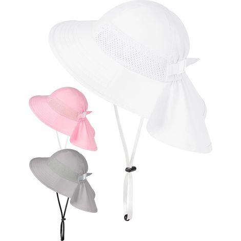 Bob Chapeau de Soleil Bébé Enfants Chapeau à Bord Large Anti UV Respirant Casquette Protège Nuque Chapeaux de Seau Plage Été pour Garçons et Filles (1/5)