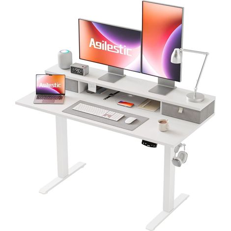 Höhenverstellbarer Schreibtisch 120x60cm 2 Schubladen Elektrisch (1/5)