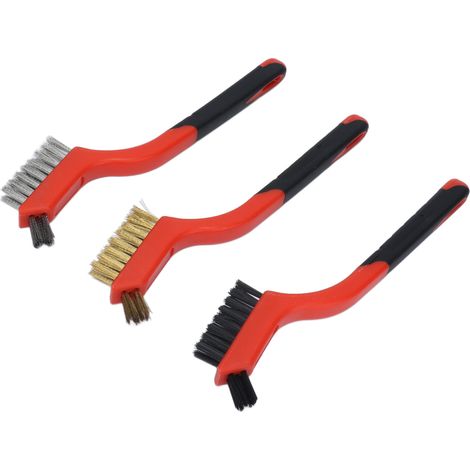 Ensemble de Brosses Métalliques en Laiton et Acier Inoxydable, Poignée Ergonomique Courbée pour Cuisinière à Gaz et Hotte (1/5)