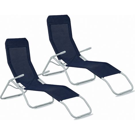 Aga 2x Chaise longue de jardin SIESTA Bleu foncé