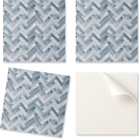 Paquete de baldosas de vinilo decorativas para cocina o ba帽o con estampado de rayas en zigzag, 20x20x20 cm.