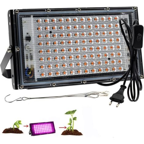 Lampe de Culture LED 100W Spectre Complet - pour Plantes d'Intérieur, Hydroponie, Légumes et Fleurs (1/4)