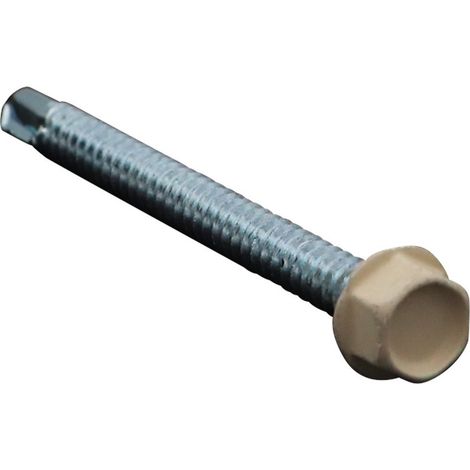 Vis autoperceuse Tête hexagonale TH 6.3X75 Filet tôle Acier zingué LAQ RAL1015 ivoire clair-1 pièce