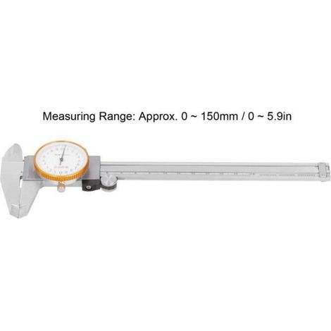 Pied à coulisse vernier à cadran - - Modèle 0.02 - Acier inoxydable - Mesure précise - 150 mm (1/4)