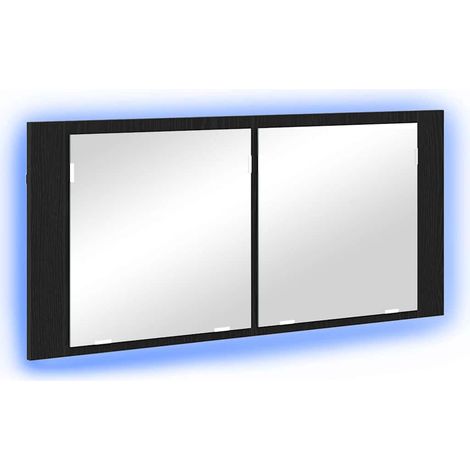 Maison Exclusive - LED Spiegel-Schrank Schwarz Eichen-Optik 100 x