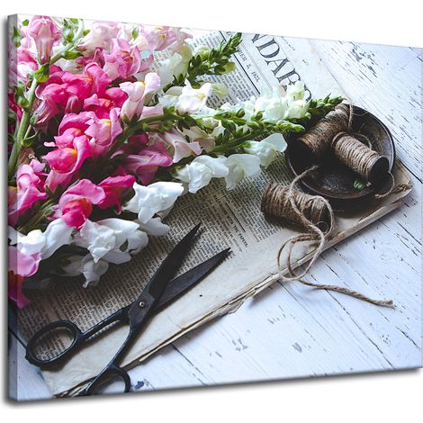 Stampa su tela Flora Bocche di leone 100x80 cm Bouquet di fiori
