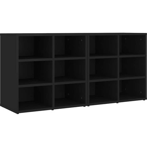 Shoe Cabinet  Set of 2  Black  Engineered wood  Medium  Shoe Cabinet vidaXL