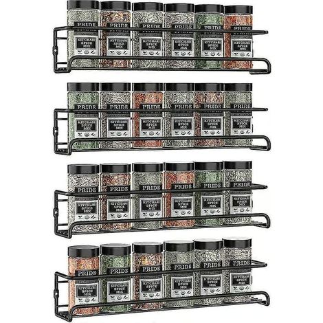 Étagère de cuisine murale à épices (lot de 4) - Support de rangement (1/5)