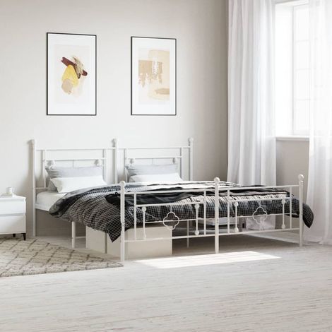 Estructura cama sin colchón con estribo metal blanco 183x213 cm vidaXL (1/5)