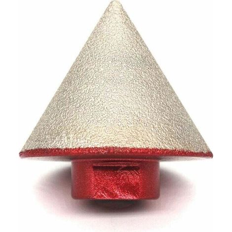 Fresa diamantata brasata per forare pietra, ceramica, piastrelle e vetro. Punta conica di 48 mm di diametro. Filettatura M14.