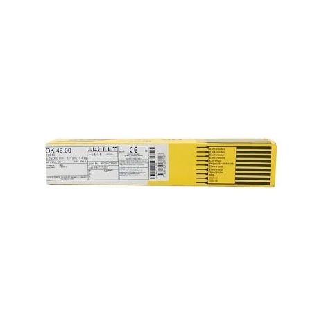 Electrodos de soldadura revestidos, OK 46.00, modelo 189, diámetro 3,2 mm x 350 mm, uso profesional en acero al carbono, encendido fácil, arco estable, 189 piezas