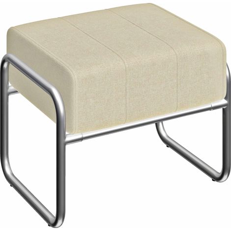 Reposapiés de chenilla, cojín grueso, patas de acero, beige