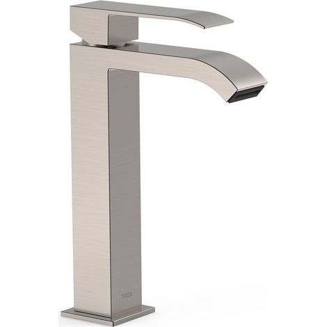 TRES 00661001AC CUADRO Grifo Monomando Caño Alto para Lavabo Color Acero - ref: 00661001AC