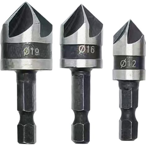 Laminierbohrer-Set, Set mit 3 Präzisions-Zimmermannswerkzeugen – Holzfasen-Bohrwerkzeuge – für Tischler, Schreiner, Möbelbau und Bauarbeiten