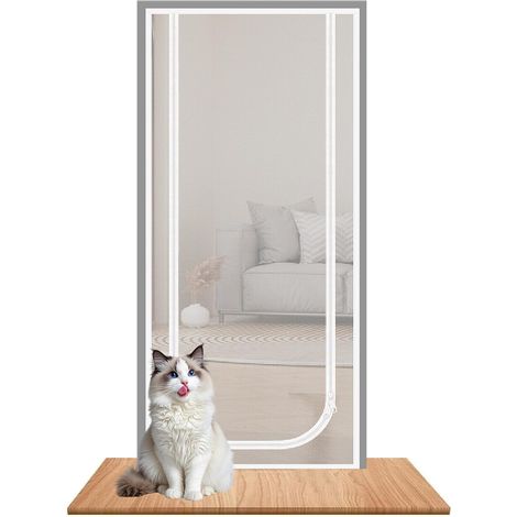 Chat - porte grillagée - porte pour chat en filet avec double fermeture à glissière résistante aux griffures, circulation d'air frais Porte pour animaux de compagnie Porte grillagée pour l'arrivée d (1/5)