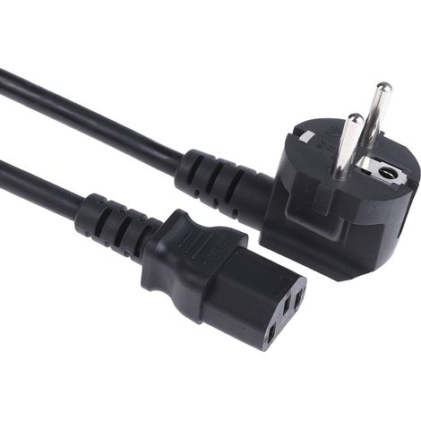 Câble d'alimentation, Noir, Connecteur C13, IEC vers CEE 7/7, Schuko, 2m ( Prix pour 1 ) (1/3)