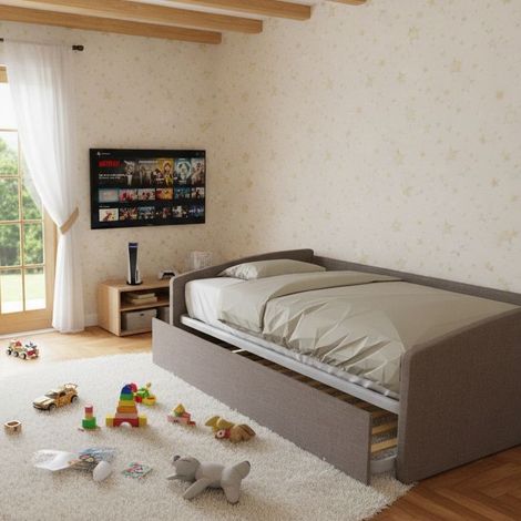 Divano letto 1 piazza e mezza con secondo letto estraibile - Ideale per camerette - Grigio fumo