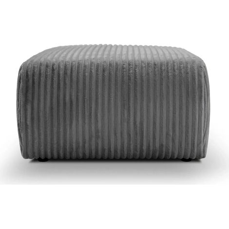 ELIO - Pouf en velours côtelé Gris foncé 74x74x41 (1/5)