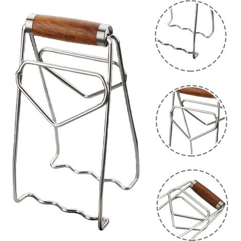 Pince chauffe-assiettes 1 pièce en acier inoxydable avec manche en palissandre, pince à vaisselle et à bols anti brûlure, aide au levage des assiettes et plats chauds, accessoire de cuisine, 10 × 19 c (1/5)