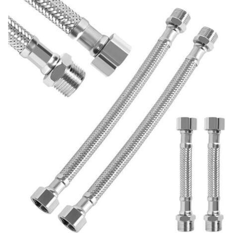 Flexible Schläuche 3/8", 4 Stück Edelstahl-Flexschlauch, universeller Edelstahl-Verbindungsschlauch für Badezimmer-WC-Wasserhahn (20 cm/10 cm) (1/5)