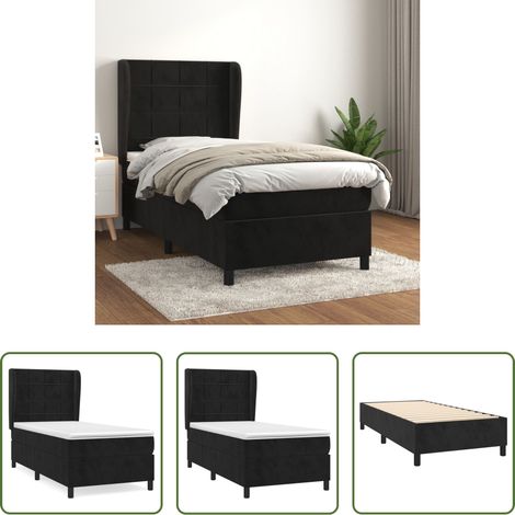 Matratze - Boxspringbett mit Matratze Schwarz 90x190 cm Samt (1/5)