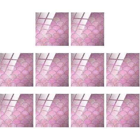 10 Blatt gemusterte, selbstklebende Tapete für Schlafzimmerregale oder Schubladen – 10 x 10 cm – Rosa (1/4)