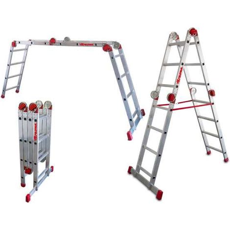 Escalera articulada multiuso en aluminio Peldaños 14 EA614 FARAONE (1/5)