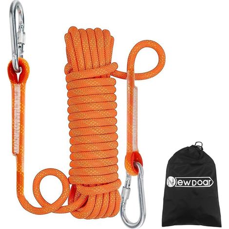 12KN Corde Flottante Marine 10mm Corde d'amarrage 10M/20M/30M Corde d'amarrage pour la Navigation, Le mouillage, Le Camping, la pêche et l'auvent de Tente avec 2 crochets-Orange/10M (1/5)
