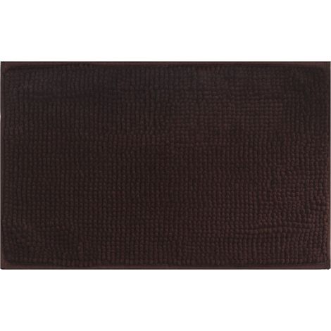 Tapis de bain antidérapant (1 pièce), utilisable en ensemble, lavable en chenille, pour douche, baignoire ou toilettes, marron, 50 x 80 cm (1/4)